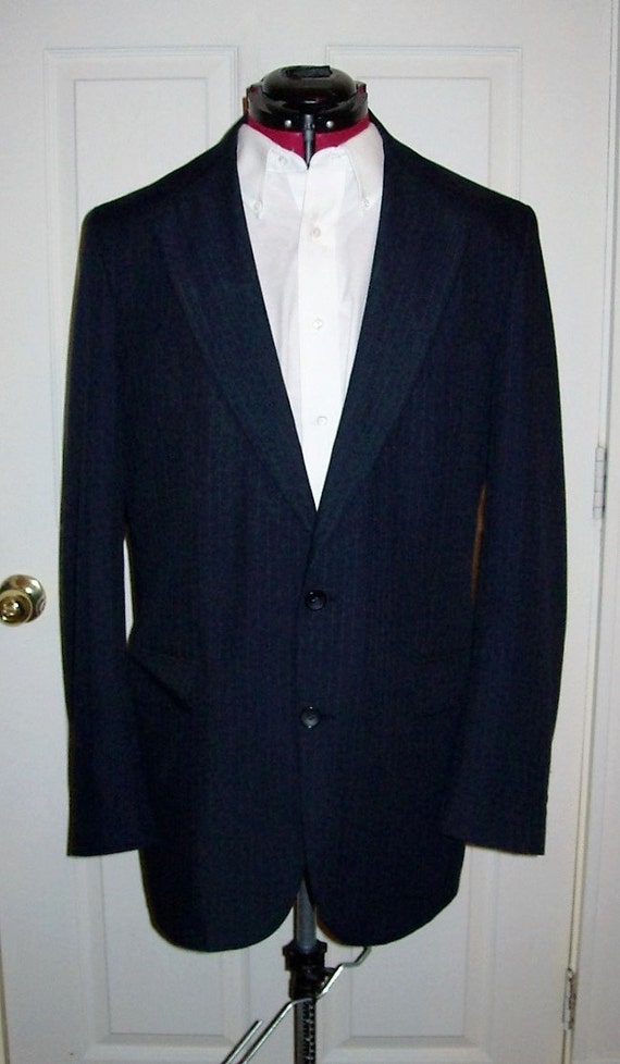 Vintage Men's Black Pin Stripe Sport Coat Blazer by