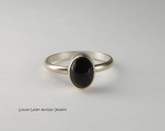 Small Black Onyx Ring Natural Stone Ring Handmade Silver Ring Artisan Ring Simple Ring Pinky Ring Everyday Ring