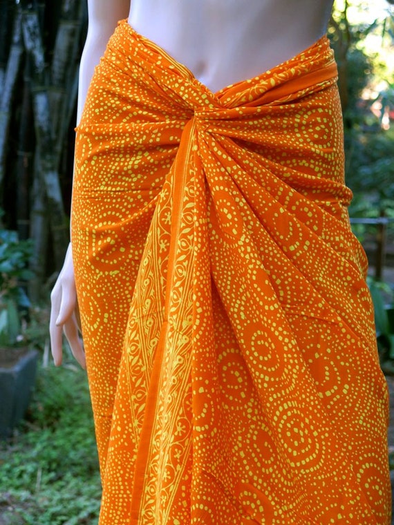 Orange Sarong Swimsuit cover up Beach Sarong Pareo