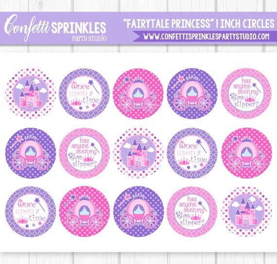 INSTANT DOWNLOAD "Fairytale Princess" Pink & Purple Cinderella 4x6" 1" Inch Bottle Cap Image/Digital Collage Sheet Il_570xn