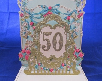 Vintage Fold Out 50th Anniversary Card