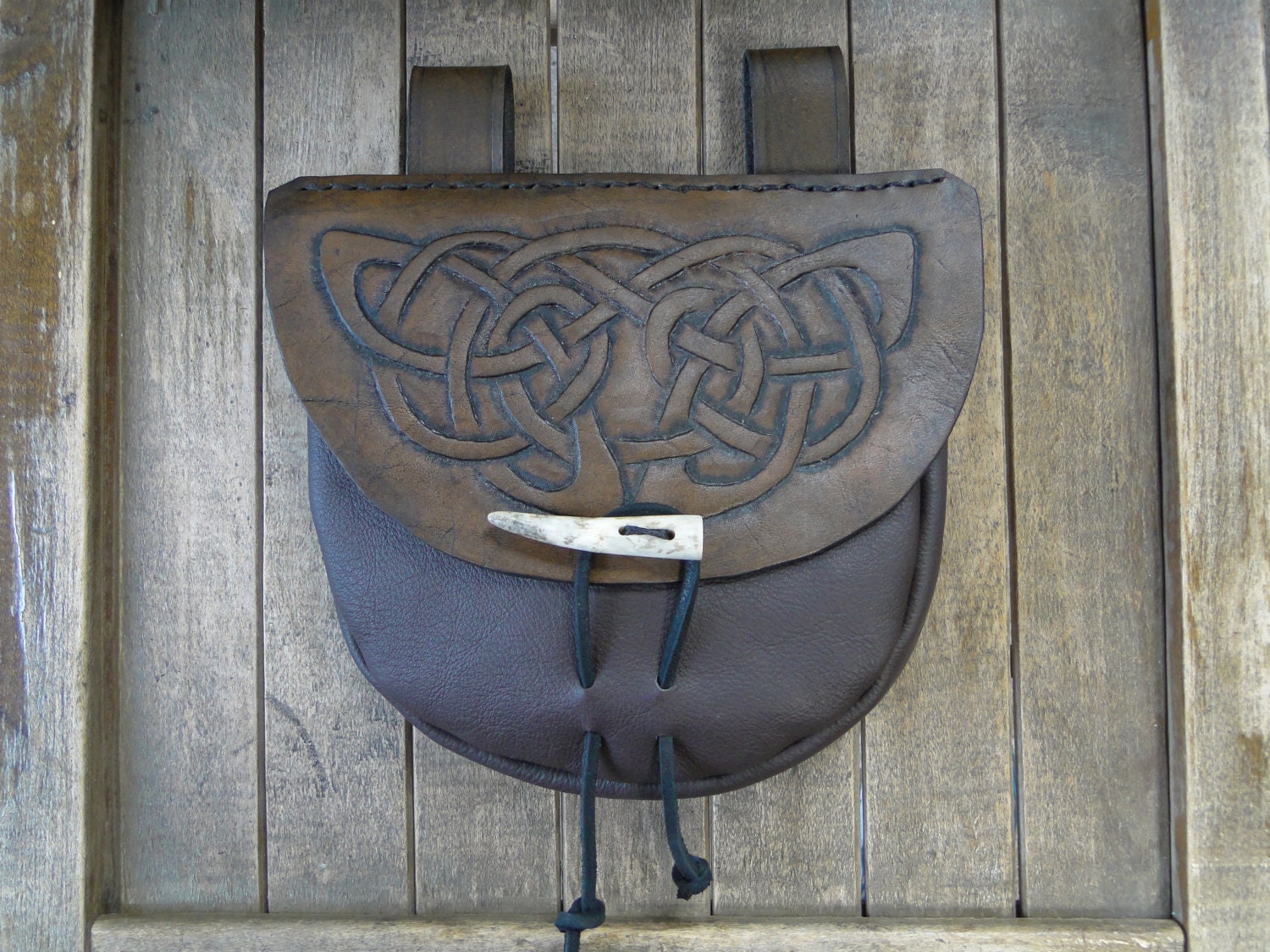 Celtic Leather Pouch Medieval Renaissance Belt Bag Celtic