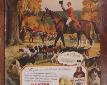 HUNTER WHISKEY Original Vintage Magazine Advertising Alcohol Bar Decor Ready To Frame Additional Ads Ship FREE