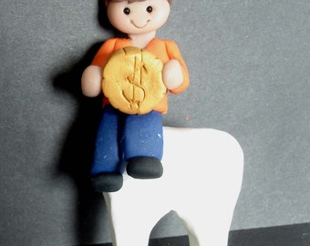 Tooth Fairy Christmas Ornament 1st Teeth Lost Coin Polymer Clay Milestone Cake Topper Dentist Hygienist Assistant First Visit