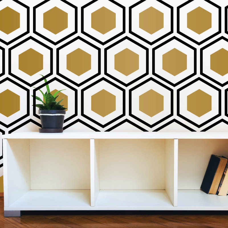 Hexagon Wall Pattern Decal Modern Geometric Art Deco Design