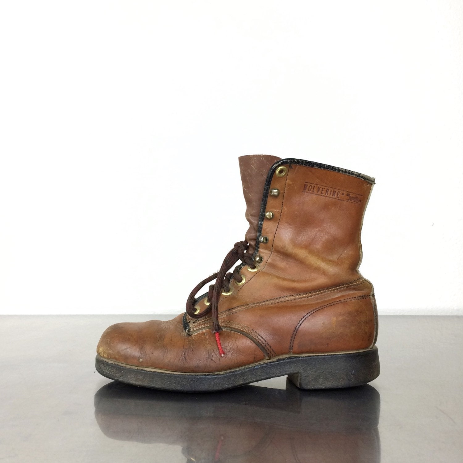 Work Boots Vintage Wolverine Brown Leather Boot Mens Size