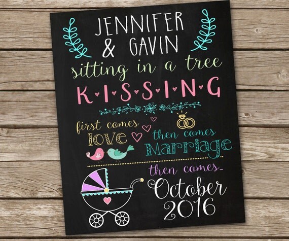 Download Printable Chalkboard Pregnancy Announcement Sign Digital File