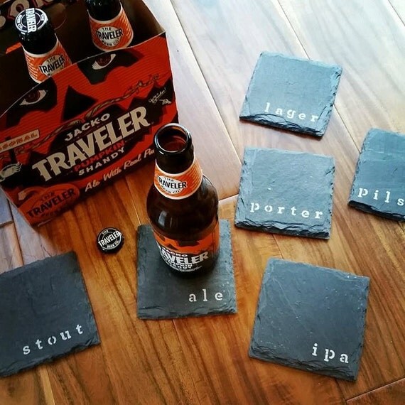 6 Craft Beer Slate Coasters Mancave Fathers Day Brewing