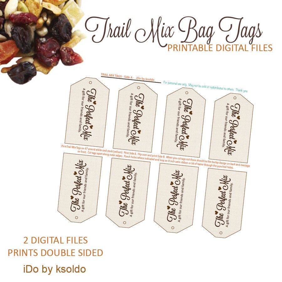 Trail Mix Bar Trail Mix Tags Tags for Bags or Jars 2