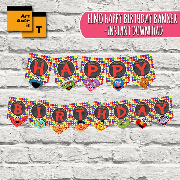 Elmo Bunting Elmo Banner Birthday Banner Elmo Birthday