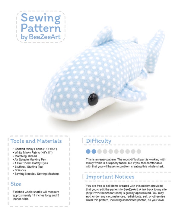 free stuffed shark sewing pattern