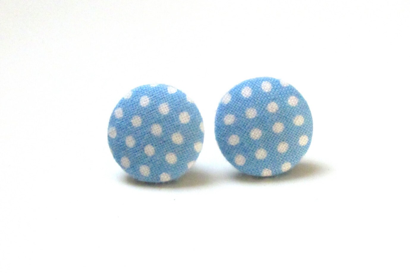 Fabric button earrings White stud earrings by LittleMissXenia