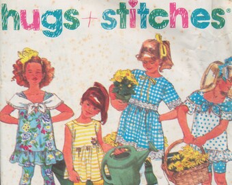 Vintage sewing pattern - Girls leggings, dresses - Stretch knits only