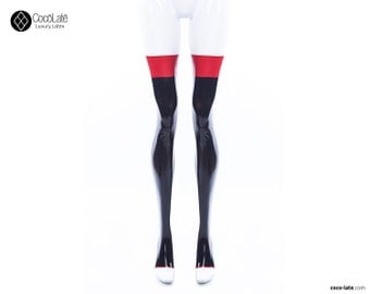 Toeless Latex Stockings With Contrast