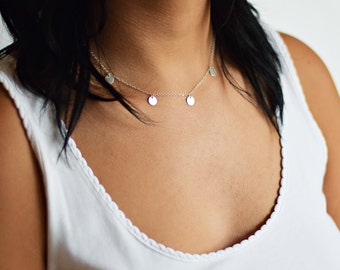 Silver Coin Necklace, Mimi Ikonn, Silver Disc Necklace, Silver Drop Coin, Gold Coin Necklace, Layering Necklace, Coin Choker Necklace