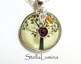 Tree-of-Life Silver Necklace Swarovski Birthstone(s)