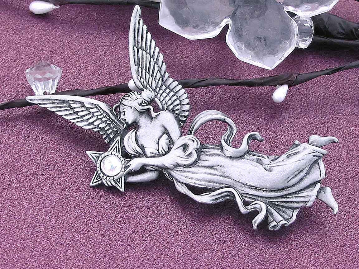 Angel Pin Vintage Antique Silver Pin Brooch With Orb