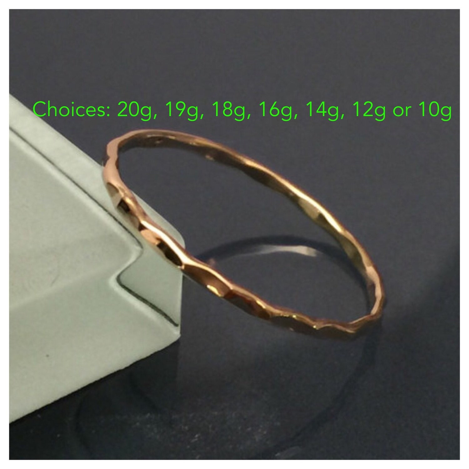 Solid Gold Stack Ring 14k stack ring Hammered by EllynBlueJewelry