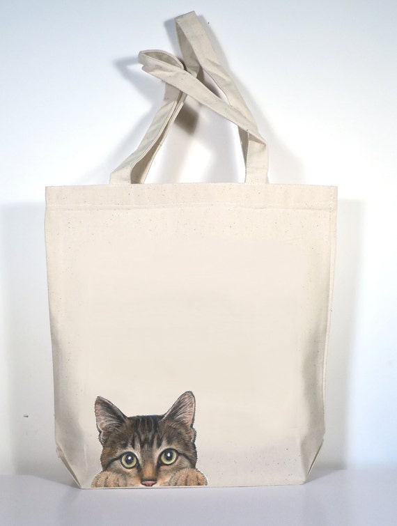 Cat Tote Tabby Cat Canvas Tote Personalized School Bag