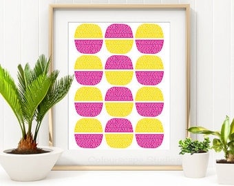 Pebbles Art Print, Circle Art, Geometric Art Print, Colourful Art, Childrens Art, Modern Home Decor, 8 x 10 Illustrated Print