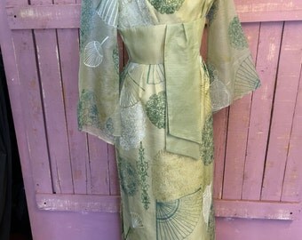 Alfred Shaheen Vintage 60's Novelty print Pake Muu Evening Gown Sz 38" B