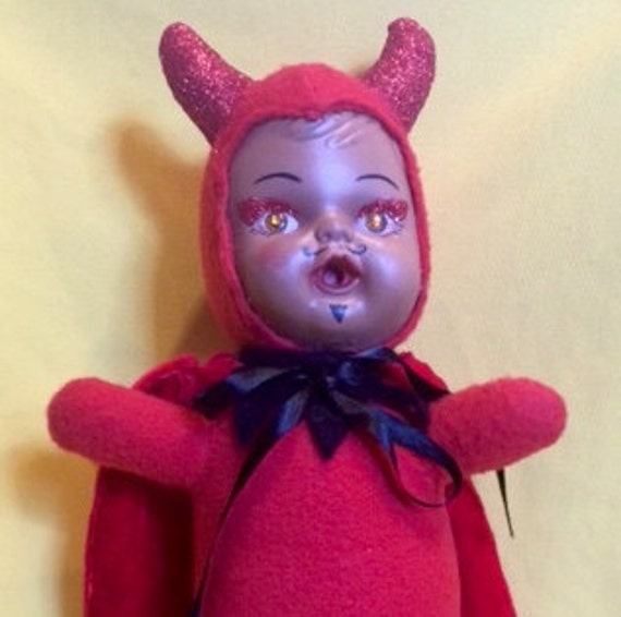 plush glitter baby devil doll halloween display satan lucifer