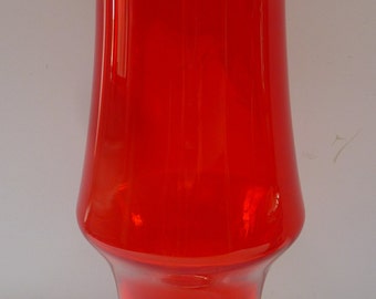Vintage 1960s Riihimaki / Riihimäen Lasi Oy Scarlet Red glass vase by Tamara Aladin