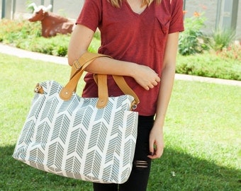 Gray Arrows Weekender Tote Bag - Large Diaper Tote