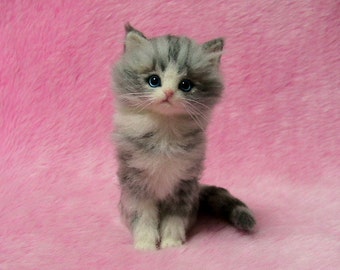 Needle Felted Cute Fluffy Kitten Orange by LilyNeedleFelting