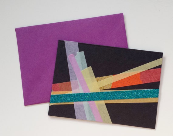 Handmade Washi Tape Blank Card with Matching Envelope 4-bar