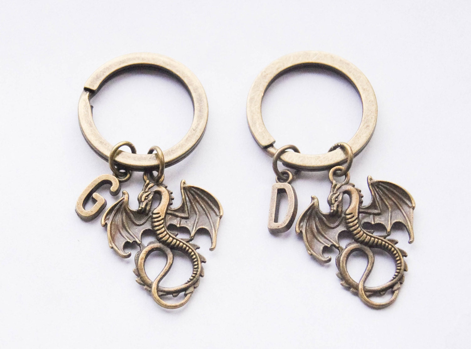 Set of 2 Dragon Keychains Fantasy Dragon Key Chains