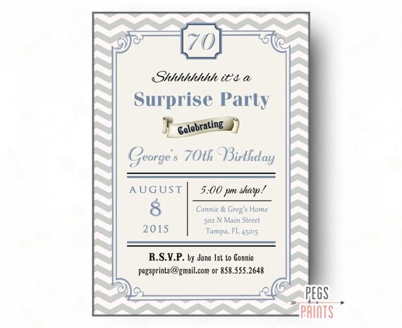 Male Surprise Birthday Invitation (Printable) Surprise Birthday Party