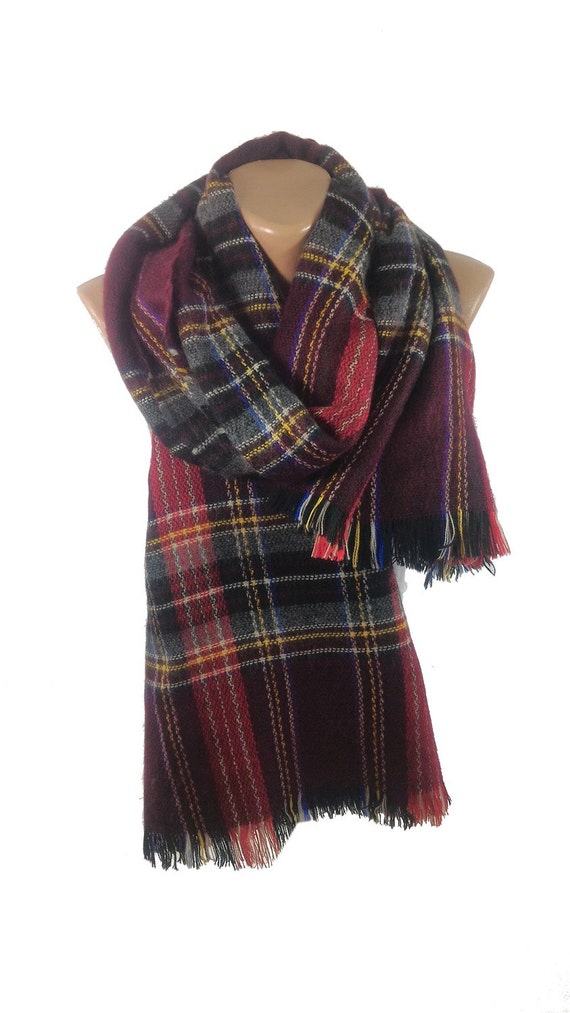 CHRISTMAS Gift For Her Blanket Scarf Plaid Scarf Autumn