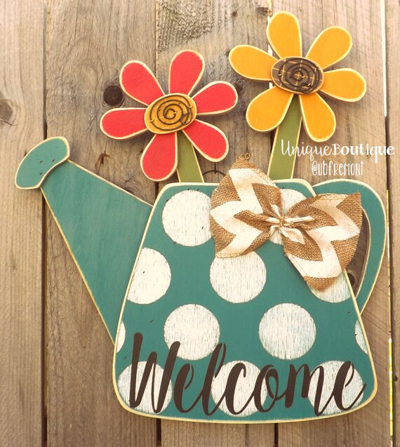 Watering Can Door Hanger Flower by UniqueBoutiqueDecor