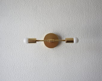 Free Shipping! Wall Sconce Vanity Gold Brass 2 Bulb Modern Abstract Mid Century Industrial Art Light Bathroom UL Listed
