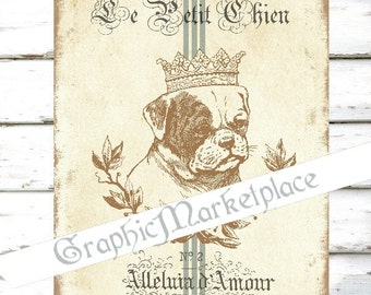 Pug Dog Chien Animals Animaux Carlin Large Image Instant Download Vintage Transfer Fabric digital collage sheet printable No. 1490