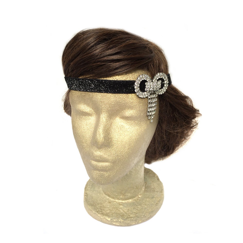 Flapper Headband Black Roaring 20s Dress Headband Great Gatsby