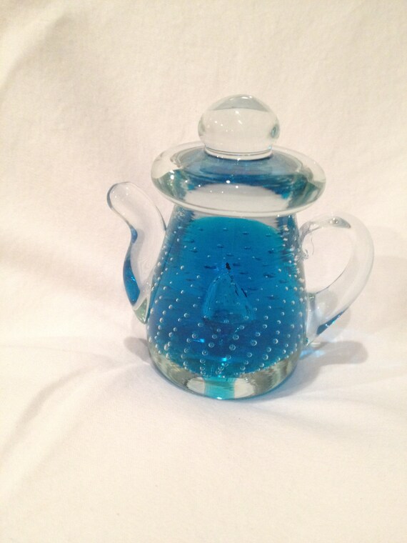 Beautiful blown glass teapot paperweight