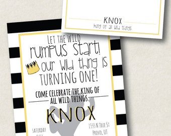 Where the wild things are invitation and thank you card