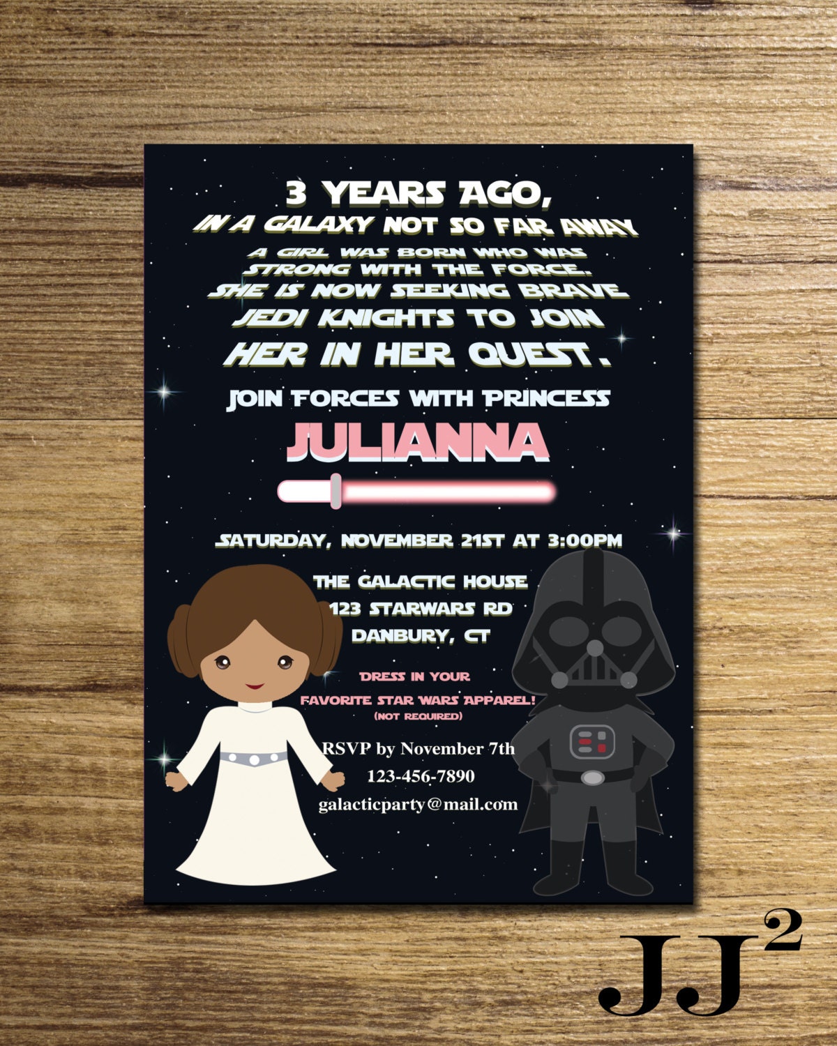 Princess Leia Party Invitations 1