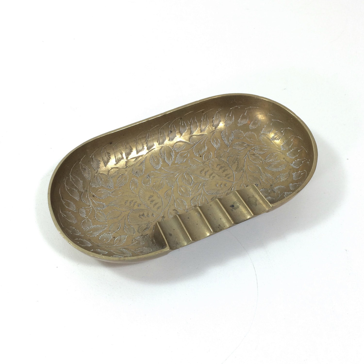 vintage brass ashtray with engraved design 5 75 long vintage brass ashtray with engraved design 5 75 long