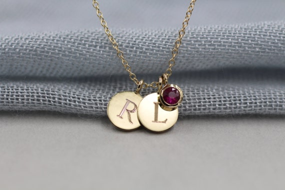 14k solid gold 1/4" initial necklace personalized necklace custom necklace