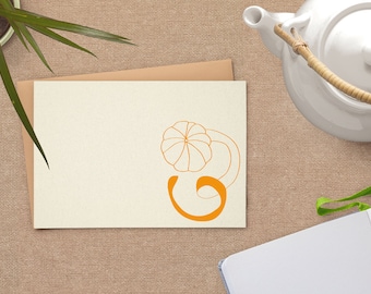 Tangerine card - Food Illustration - botanical card - gift for vegetarian - tangerine drawing - modern card - gift for fruit lover - zest