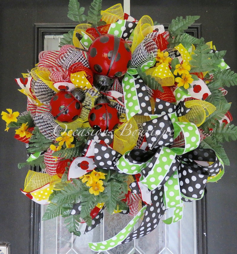 XL Summer Wreath Lady Bug Wreath Wreath for Summer Deco