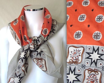 Vintage 60s Pure Silk Scarf by Top Hit Fashion Baar & Beards Inc Art Deco