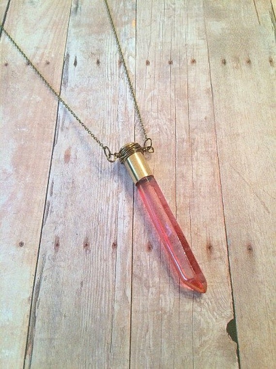 Items similar to Orange Quartz Bullet Necklace Bullet Crystal Necklace