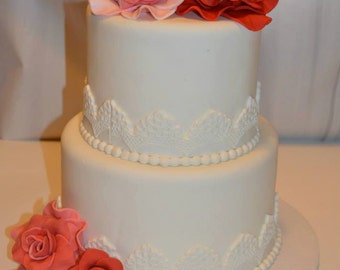 Two Tier Fondant Wedding Cake, Faux Cake, Dummy Wedding Cake