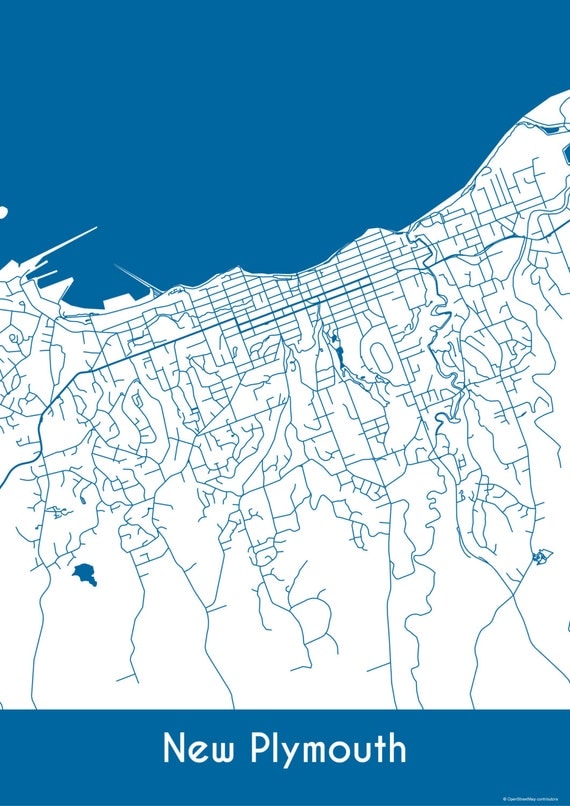 New Plymouth Map Roads New Plymouth Print City Map Art
