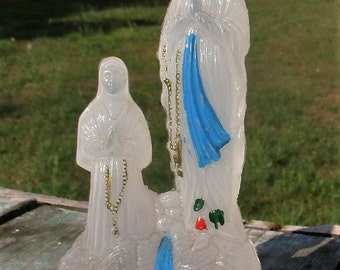 Rare Lourdes Virgin Mary Bernadette Plastic Bottle Statuette Holy water French