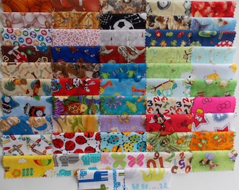 I Spy 50 Piece Charm Pack 5" Squares Quilt Fabric No Duplicates Premium Cotton Baby Children Lap Blankets